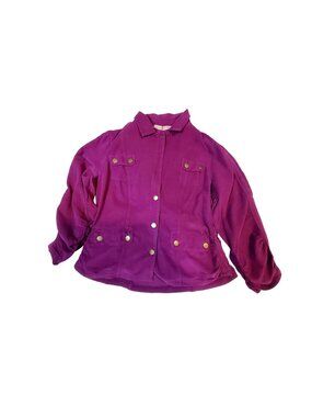 Wearables Womens Purple Cotton Jacket With Snap Button Closure Ruched Sleeves  M